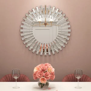 SHYFOY 32" Silver Sunburst Wall Mirror