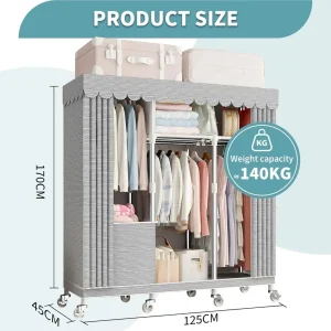 Heavy Duty Closet Wardrobe with Wheels