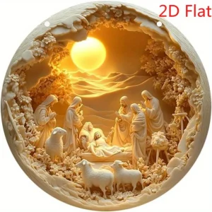 2D Bohemian Nativity Wall Hanging – Floral Christmas Decor