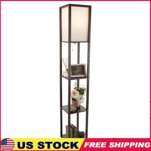 62 Inch LED Floor Lamp with 3 Tier Storage Shelves Energy Efficient