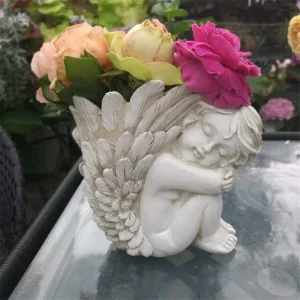Vintage European Angel Girl Cupid Resin Statue Sculpture Desktop